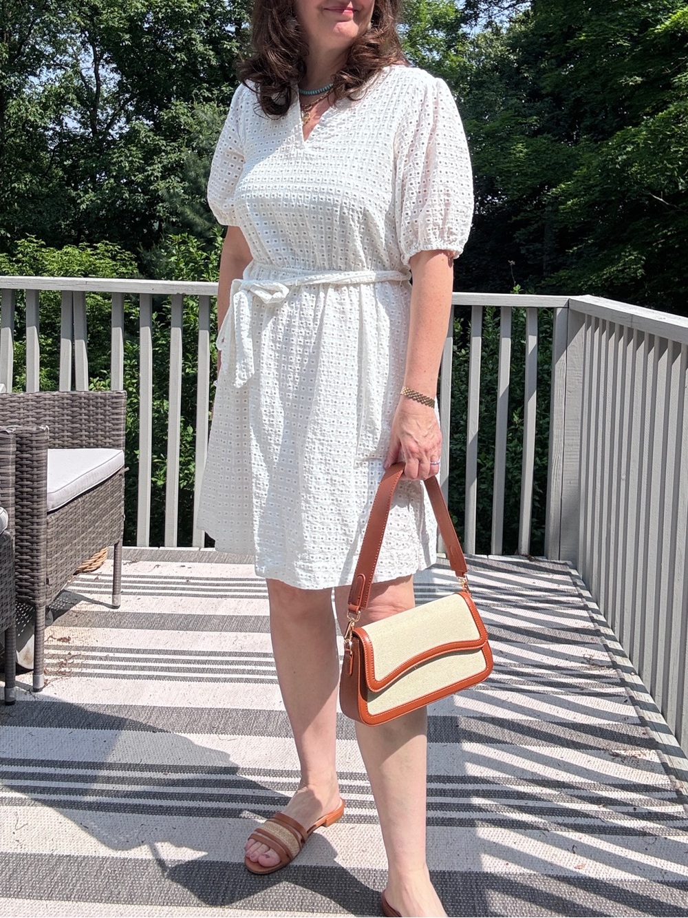 Draper James White Eyelet Tie-Waist Dress